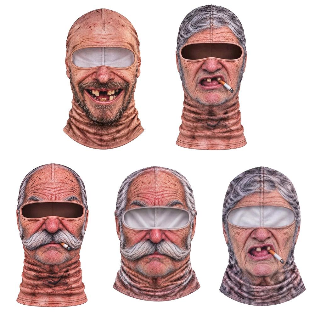 3D Printing Mask - 1個入り 3Dプリントの老人柄バラクラバ、顔全体を覆う、通気性のあるアイホール付きフェイスマスク、白い口ひげ、伸縮性のあるスキー用マスク、フード、2026年新モデル。