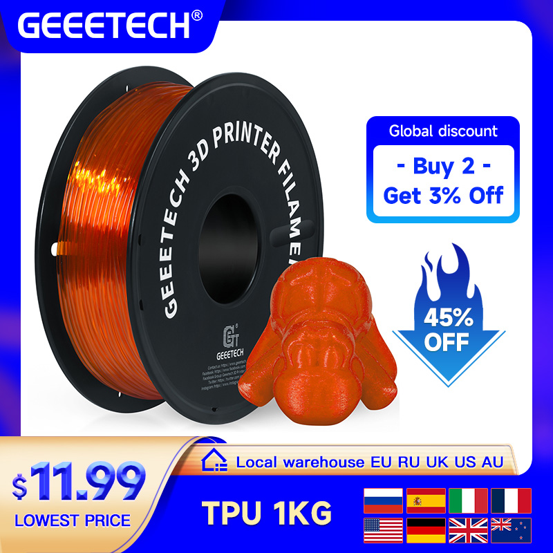 3D Printing Nylon - GEEETECH TPU 3D プリンタ柔軟な材料フィラメント 1kg 2.2LBS/スプール