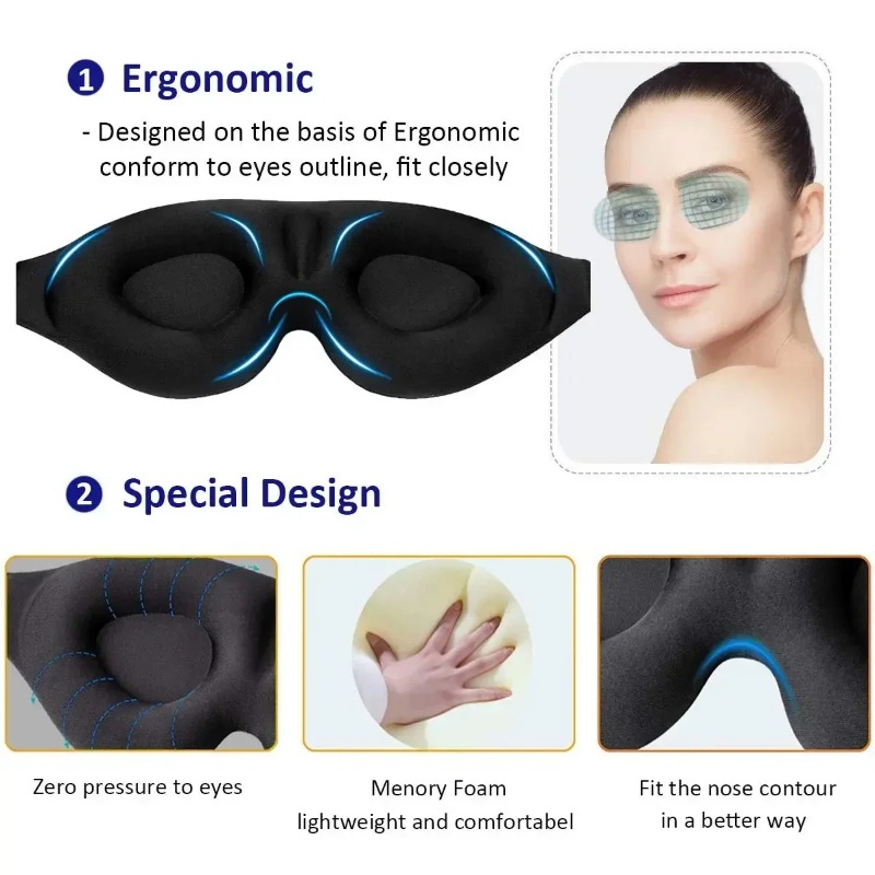 1pc 3D 輪郭形状睡眠マスク遮光ソフト凹面アイカバー男性 - 3D Printing Mask のレビューと価格