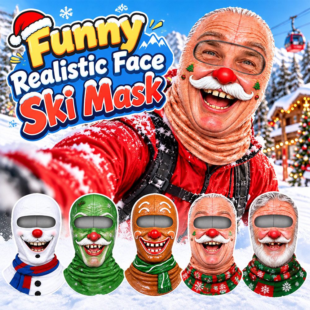 おじいさん柄のクリスマス柄、面白いスキーマスク。3Dプリント - 3D Printing Mask のレビューと価格