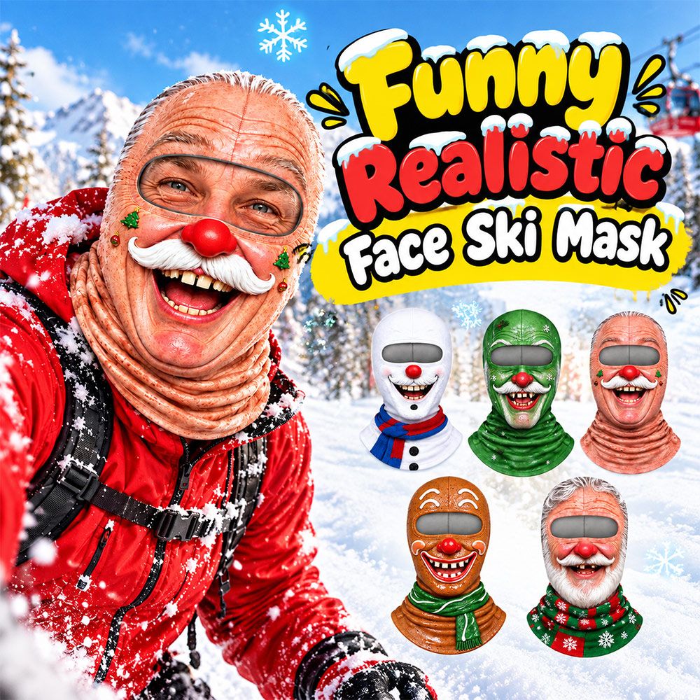 おじいさん柄のクリスマス柄、面白いスキーマスク。3Dプリント - 3D Printing Mask のレビューと価格